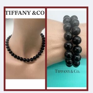 🔴Authentic Tiffany & Co. VINTAGE Sterling Silver Onyx Beads Necklace🔴